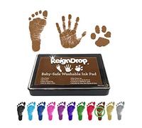 ReignDrop Ink Pad For Baby Footprint & Handprint - Creates Impressive Long Lasting Keepsake Stamp for Infant & Kids. Smudge Proof, Easy to Wipe Off Skin, Safe & Gentle Acid Free(Brown)