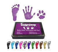 ReignDrop Ink Pad for Baby Footprint & Handprint - Creates Impressive Long Lasting Keepsake Stamp for Infant & Kids. Smudge Proof, Easy to Wipe Off Skin, Safe & Gentle Acid Free(Purple)