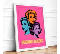 Reigning Queens Pop Art Framed Wall Art Print A3 (42×29.7cm) White, Wall Decor for Living Room, Bedroom, Office & Home, Ready to Hang, Art Gift