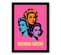 Reigning Queens Pop Art Framed Wall Art Print A4 (29.7×21cm) Black, Wall Decor for Living Room, Bedroom, Office & Home, Ready to Hang, Art Gift
