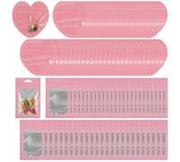 ReignSword 100Pcs Pink Gift Bags, Resealable Heart & Rectangle Clear Front Ziplock Mylar Bags for Jewelry, Candy, Party Favors, Wedding & Small Business Packaging (5 x 3 Inch, 3.9 x 3.9 Inch)