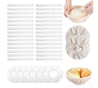 ReignSword 102 Piece Banneton Liner Set, 100 Disposable Plastic Liners and 2 Pcs 9" Elastic Cloth Covers, Sourdough Proofing Supplies for Dough Rising & Fermentation & Artisan Baking
