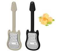 ReignSword 2 Pack Cheese Grater Handheld, Stainless Steel Hand Held Shredder, Multi-Functional Guitar Shaped Kitchen Food Grater Tool for Cheese, Vegetables, Fruit, Salad (Black, Gray)