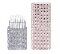 ReignSword 2 Pack Cotton Swab Holder for Travel, Portable Diamond Dental Floss Storage Box, Small Qtips Case Cosmetic Sponge Dispenser Container (Light Pink & Multicolor)