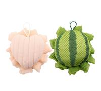 ReignSword 2 Pack Cute Bath Loofah, Cartoon Watermelon & Love Heart Shape - Mesh Shower Sponge Body Scrubber, Exfoliating Bath Accessories for Women