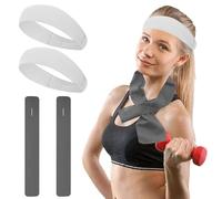 ReignSword Cooling Neck Wraps & Headbands Set of 2, Soft Breathable Cooling Towels 4" x 29" and Nylon Sweat Bands, Stay Cool Accessories for Tennis, Basketball, Running, Gym, Working Out (Gray)