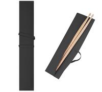 ReignSword Drum Stick Bag, Vegan Leather Drumstick Storage Holder with Fixing Strap, Portable Drumstick Organizer Sleeve for Drum Accessories, Black, 17 x 2.8 Inches