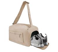 ReignSword Gym Bag with Shoes Compartment, Waterproof Travel Sports Duffle Bag, Weekender Overnight Carry on Duffel Bag for Women (Khaki)
