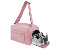 ReignSword Gym Bag with Shoes Compartment, Waterproof Travel Sports Duffle Bag, Weekender Overnight Carry on Duffel Bag for Women (Pink)