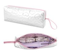 ReignSword Heat Resistant Hair Tools Travel Bag, Portable Storage Case Pouch with Heart Pattern for Curling Irons, Flat Irons, Hair Straighteners and Accessories (White)