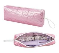 ReignSword Heat Resistant Hair Tools Travel Bag, Portable Storage Case Pouch with Heart Pattern for Curling Irons, Flat Irons, Hair Straighteners and Accessories (Peach Pink)