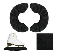 ReignSword Ice Skate Blade Covers, 1 Pair, Black, L Size, Terry Cloth | 3-Layer Terry Cloth Soakers, Moisture Absorbing, Stretch Fit, Fits Blades up to 36 cm/14 in, Cleaning Cloth Included