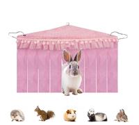ReignSword Lace Trim Guinea Pig Corner Hideout, Fleece Forest Cage Accessories, Pet Corner Hideaway for Guinea Pigs, Rabbits, Ferrets, Chinchillas, Hedgehogs (Pink)