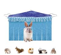 ReignSword Lace Trim Guinea Pig Corner Hideout, Fleece Forest Cage Accessories, Pet Corner Hideaway for Guinea Pigs, Rabbits, Ferrets, Chinchillas, Hedgehogs (Blue)