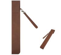 ReignSword PU Vegan Leather Drumstick Bag, Portable Drum Stick Holder with Button Stud Closure, Vintage Storage Case for Drummers Musicians Percussion Mallets (Brown)