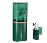 ReignSword Toothbrush Travel Case, Portable Toothbrush Toothpaste Container with Mouthwash Cup, Wall Mounted Toobrushbrush Holder for Bathroom, Camping, Gym (Green)
