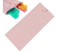 ReignSword Velvet Mahjong Rack Storage Bag, 22x9.5 Inch Drawstring Pouch, 2-Compartment Organizer for 4 Mahjong Racks & Pushers, Protective Holder for Mah Jongg Accessory (Pink)