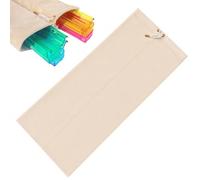 ReignSword Velvet Mahjong Rack Storage Bag, 22x9.5 Inch Drawstring Pouch, 2-Compartment Organizer for 4 Mahjong Racks & Pushers, Protective Holder for Mah Jongg Accessory (Beige)