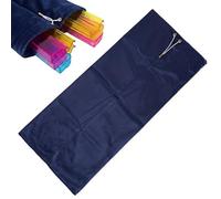 ReignSword Velvet Mahjong Rack Storage Bag, 22x9.5 Inch Drawstring Pouch, 2-Compartment Organizer for 4 Mahjong Racks & Pushers, Protective Holder for Mah Jongg Accessory (Blue)