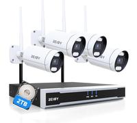 REIGY 8MP Wireless CCTV Camera System Outdoor with 2TB Hard Disk, WIFI Home Outdoor Security Cameras Set 16CH NVR+4x 2160P Cam With 2-Way Audio, Remote View, Color Night Vision, Motion Detection