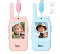 Reiie Walkie Talkies,Video Walkie Talkies for Kids，for 3 4 5 6 7 8 Years Old Boys and Girls,Four Sound Effects Available Birthday Gifts Easter Presents,(BLUE+Pink)-2 Pack