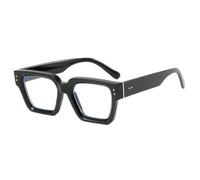 REIJXYEY Square Oversized Eyeglasses Frame, Black Marble Pattern | Bold Thick Frame, Clear Lens, Gold-Tone Accents, Unisex Style, Retro Design