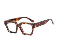 REIJXYEY Square Oversized Eyeglasses Frame, Black Marble Pattern | Bold Thick Frame, Clear Lens, Gold-Tone Accents, Unisex Style, Retro Design