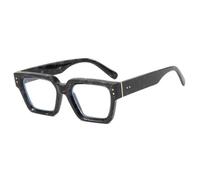 REIJXYEY Square Oversized Eyeglasses Frame, Black Marble Pattern | Bold Thick Frame, Clear Lens, Gold-Tone Accents, Unisex Style, Retro Design