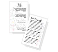 Reiki Aftercare & FAQ Cards | 50 Pack | 2x3.5” inch Business Card Size | Reiki Healing Session | White with Chakra Design
