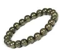 Reiki Crystal Products Natural Pyrite Bracelet 8mm for Reiki Healing and Vastu Correction Protection Concentration Spirituality and Increasing Creativity