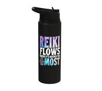 Reiki Flows Where It's Needed The Most Symbol Stainless Steel Insulated Water Bottle