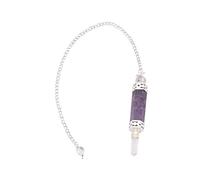 Reiki Gemstone Amethyst Wand Dowsing Crystal Pencil Pendulum with Long Chain-Blessfull Healing