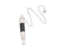Reiki Gemstone Black Obsidian Wand Dowsing Crystal Pencil Pendulum with Long Chain-Blessfull Healing