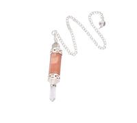 Reiki Gemstone Orange Aventurine Wand Dowsing Crystal Pencil Pendulum with Long Chain-Blessfull Healing