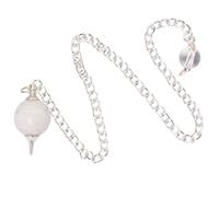 Reiki Gemstone Rainbow Moonstone Dowsing Point Stone Ball Pendulum with Long Chain -Blessfull Healing