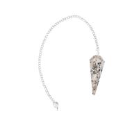 Reiki Gemstone Red Jasper Stone Cone Dowsing Pendulum with Long Chain-Blessfull Healing Design #3