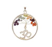 Reiki Healing Gemstone Tree Of Life Seven Chakra Pendant Necklace Wire Wrapped Pendant Design#09