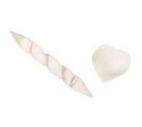Reiki Healing Gift Selenite Spiral Shape 2 Side Pencil Wand 5 to 6" Inches Approx + Selenite Heart 2 Inches Approx -Blessfull Healing