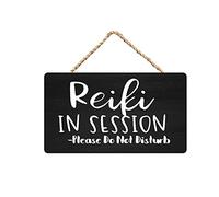 Reiki in Session Wood Sign Reiki Decor Wall Door Hanger Handmade Sign Do Not Disturb Rustic Wood Wall Sign Wooden Hanging Plaque Farmhouse Wall Art for Home Living Room12x6 Inch