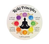 Reiki Principles Meditation Chakra Design Tin Sign Vintage Metal Sign Retro Wall Art Poster, Decor for Home Living Room Bar Cafe Garage, 8x8 Inch