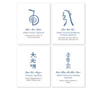 Reiki Symbols Wall Art Prints - Unframed 8x10 in - Mandala Design Posters for Home Decoration - Zen Decor Pictures for Bedroom, Living Room - Positive Artwork for Spa Relax