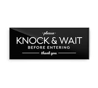 Reilly Originals 2x5 Inch Knock and Wait Before Entering, Designer Sign ~ Ready to Stick ~ Premium, Durable Acrylic Plexiglass