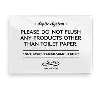 Reilly Originals 3.5x5 Inch Septic System Bathroom Sign, Do Not Flush Rules ~ Ready to Stick ~ Premium Finish, Durable (1)