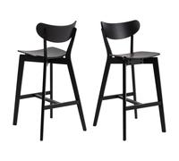 reims matt black wooden bar chairs in pair