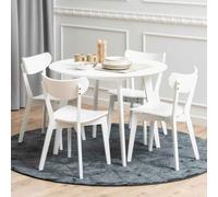 reims wooden round dining table with 4 chairs - white
