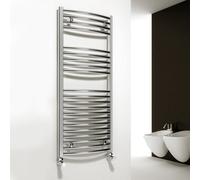 Reina Diva Curved Heated Designer Towel Rail - 1200 X 500mm - Chrome