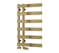 Reina Florina Modern Offset Towel Radiator - 800 X 500 mm - Brushed Brass