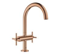 Reina Grohe Atrio 2 Modern Bathroom Deck Mounted Swivel Tubular Spout Cross Head Double Handle Wash Basin Mixer 303mm Warm Sunset