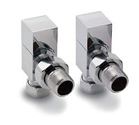 Reina Loge Chrome Polished Manual Steel Radiator and Towel Rail Valve Pair Angled