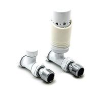 Reina Modal Modern Thermostatic Radiator Valves + Lockshield 1/2" x 15mm - White, Straight